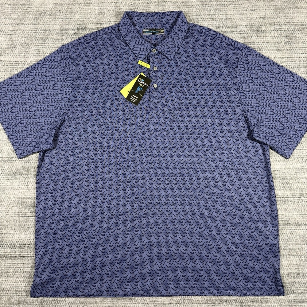 Roundtree & Yorke Performance Men's Size 3XT Golf Club Print Fairway Polo Shirt